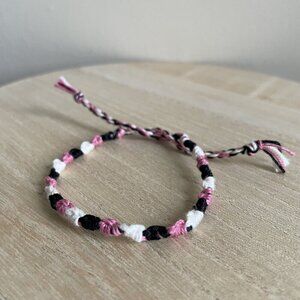 Regina Woven Friendship Bracelet Anklet OS Pink Cream Women Cotton Tie